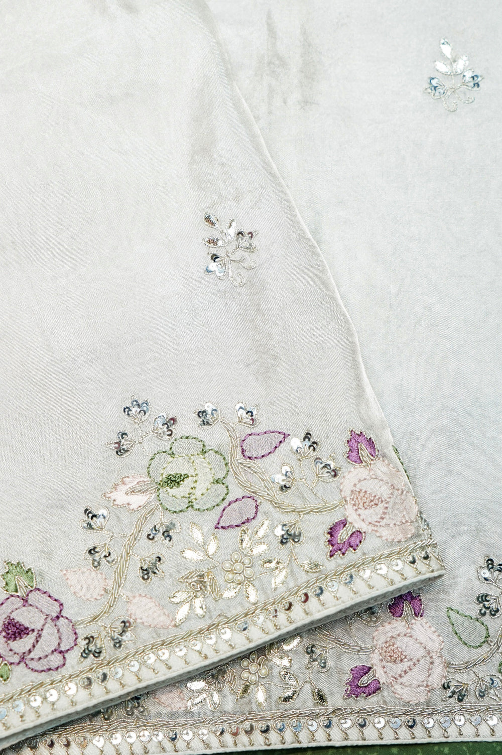 Designer Off White Tissue Silk Embroidered Saree