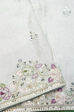 Designer Off White Tissue Silk Embroidered Saree