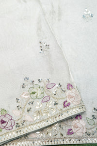Designer Off White Tissue Silk Embroidered Saree