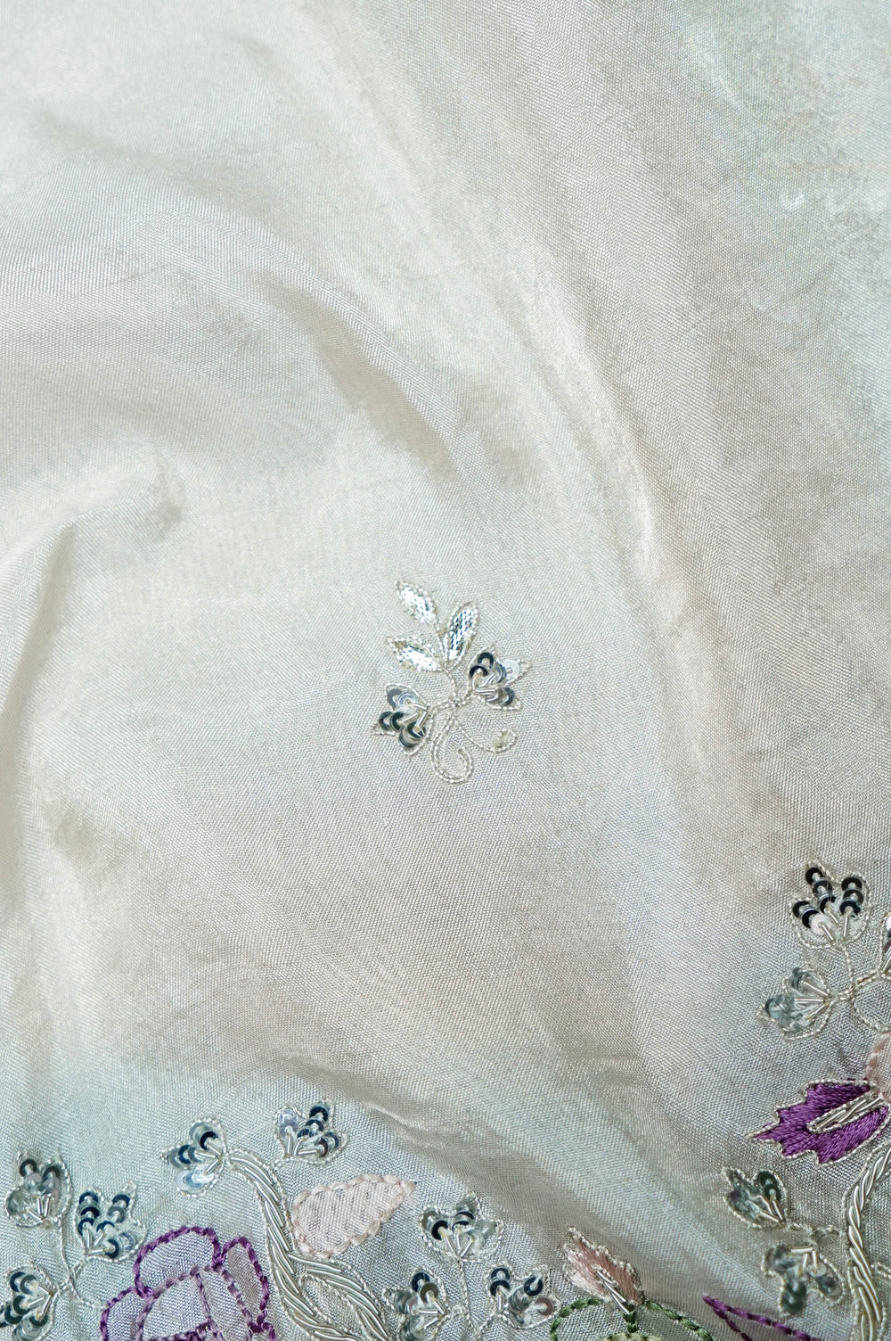 Designer Off White Tissue Silk Embroidered Saree