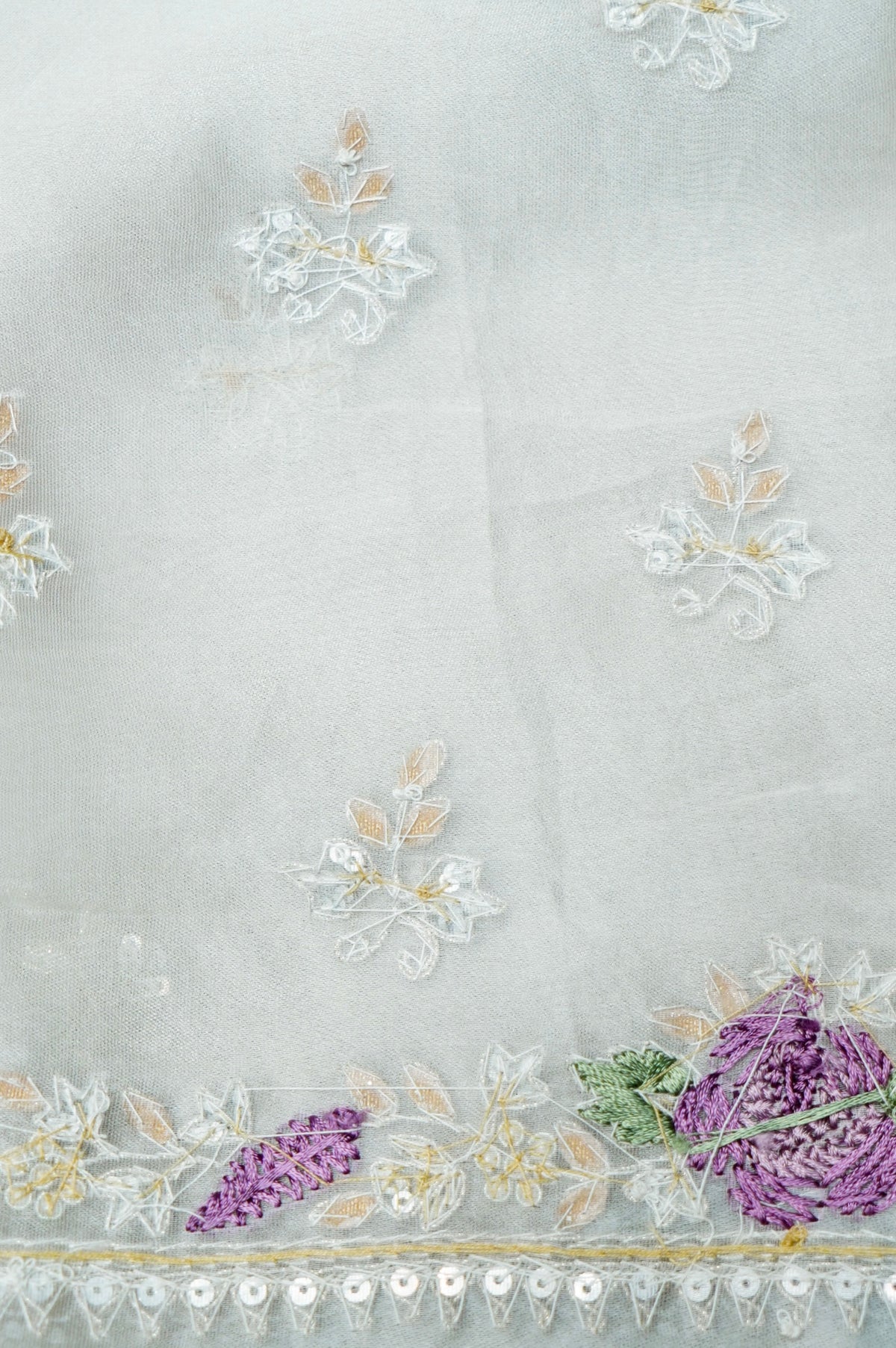 Designer Off White Tissue Silk Embroidered Saree