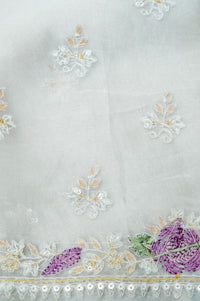 Designer Off White Tissue Silk Embroidered Saree