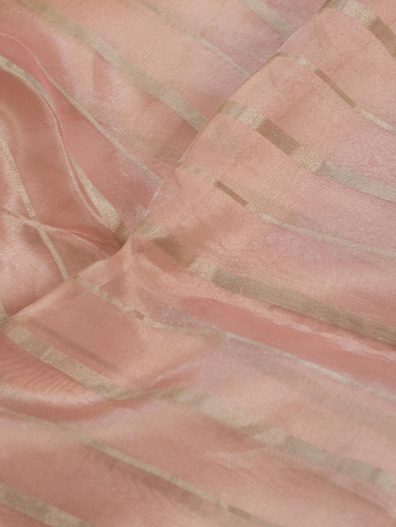 Handwoven Pink Banarasi Kora Silk Dupatta