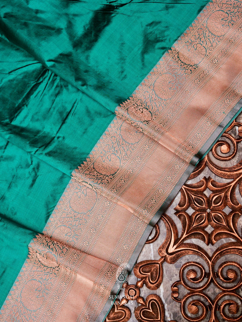 Handwoven Turquoise Blue Katan Silk Saree