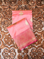Handwoven Baby Pink Banarasi Katan Silk Saree