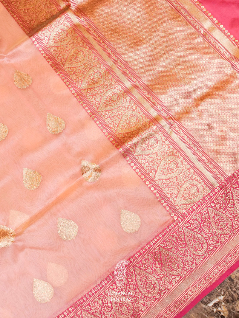 Handwoven Baby Pink Banarasi Katan Silk Saree