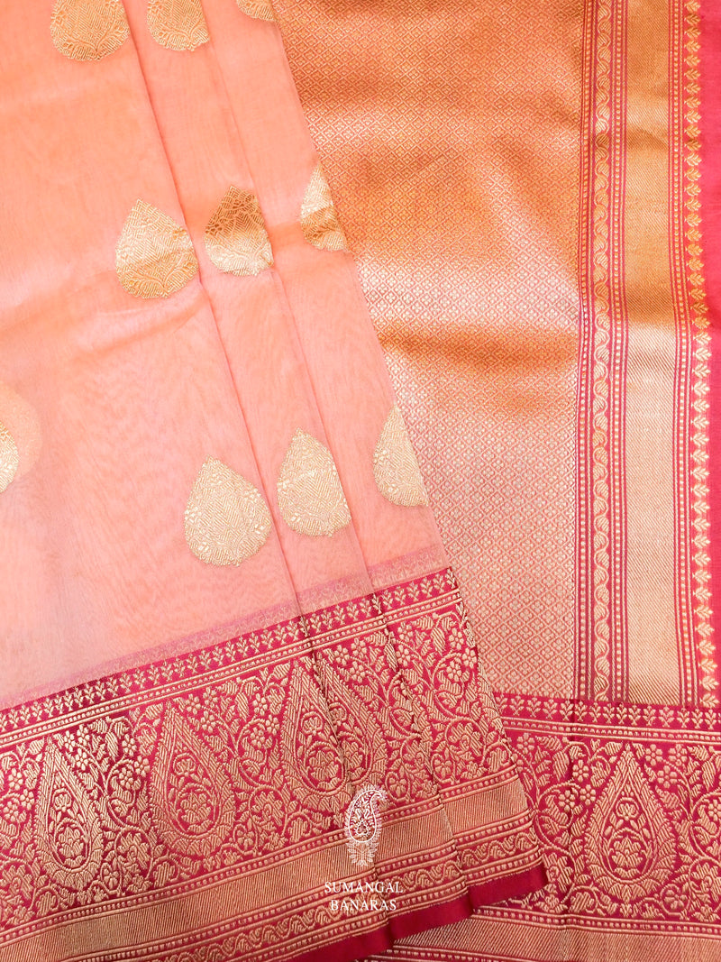 Handwoven Baby Pink Banarasi Katan Silk Saree