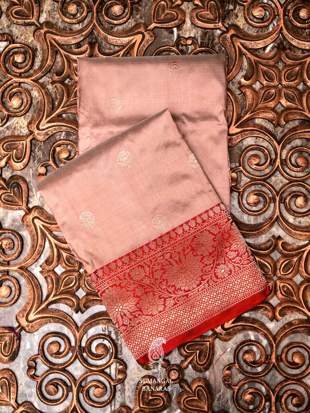 Handwoven Peach Banarasi Katan Silk Saree