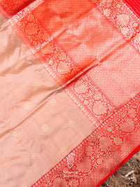 Handwoven Peach Banarasi Katan Silk Saree