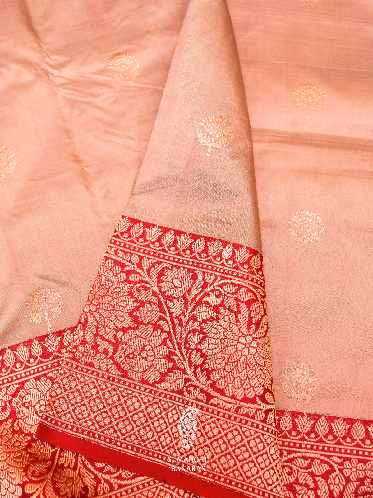 Handwoven Peach Banarasi Katan Silk Saree