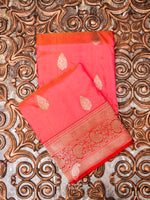 Handwoven Rose Red Banarasi Katan Silk Saree