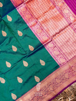 Handwoven Teal Green Banarasi Katan Silk Saree
