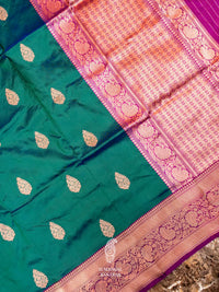 Handwoven Teal Green Banarasi Katan Silk Saree