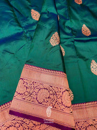 Handwoven Teal Green Banarasi Katan Silk Saree