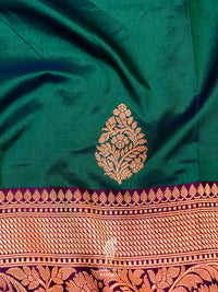 Handwoven Teal Green Banarasi Katan Silk Saree