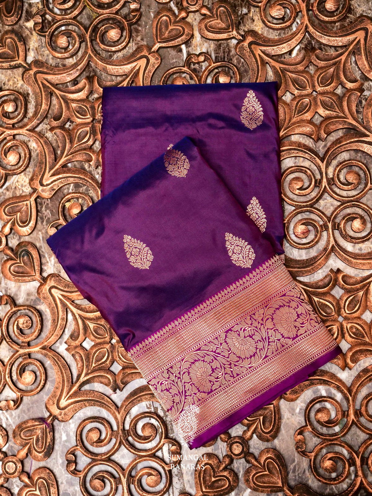 Handwoven Purple Banarasi Katan Silk Saree