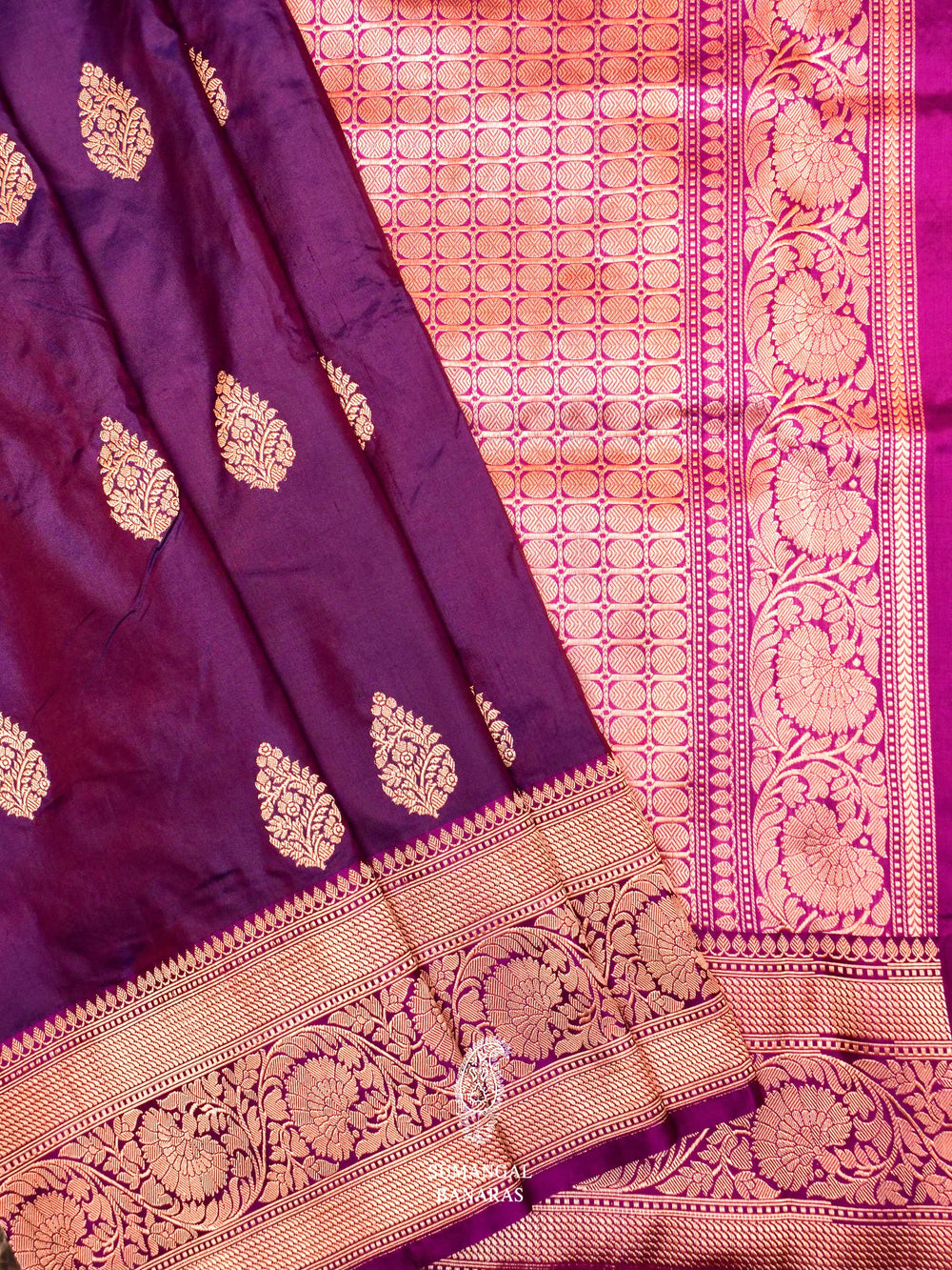 Handwoven Purple Banarasi Katan Silk Saree