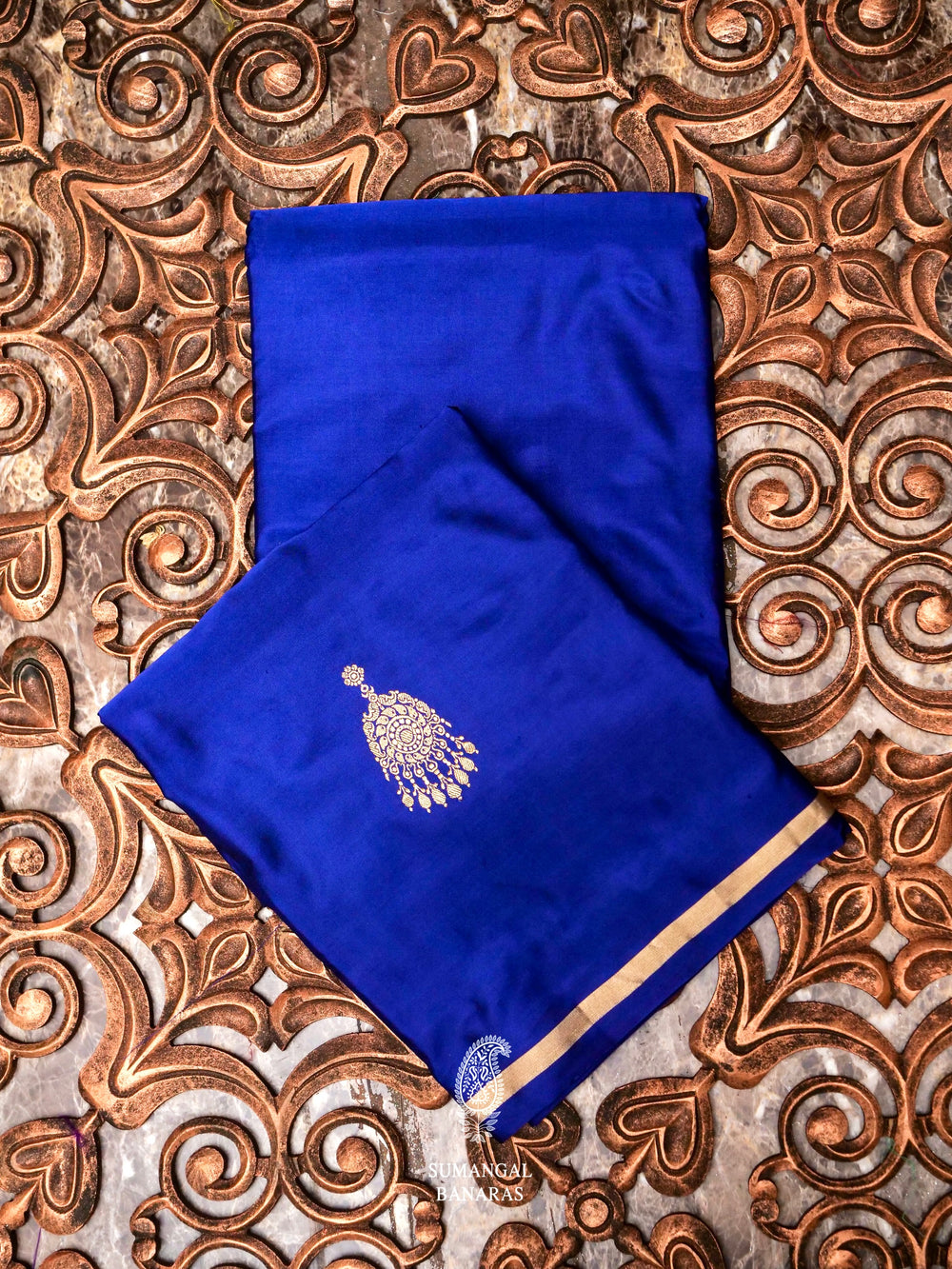 Handwoven Blue Banarasi Katan Silk Saree