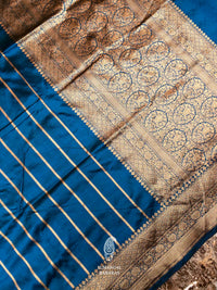 Handwoven Teal Blue Banarasi Katan Silk Saree