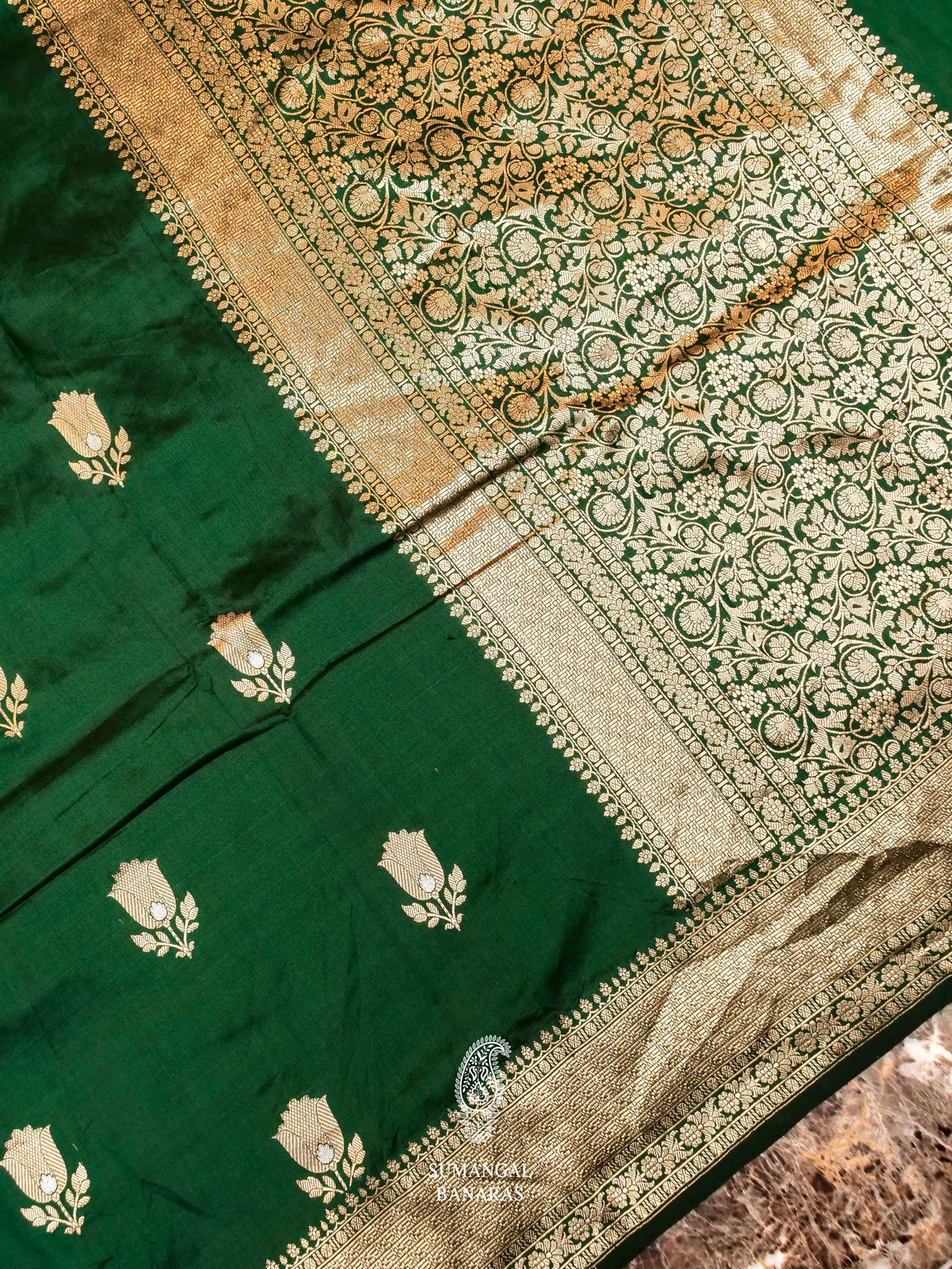 Handwoven Banarasi Green Katan Silk Saree