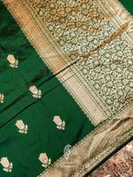Handwoven Banarasi Green Katan Silk Saree