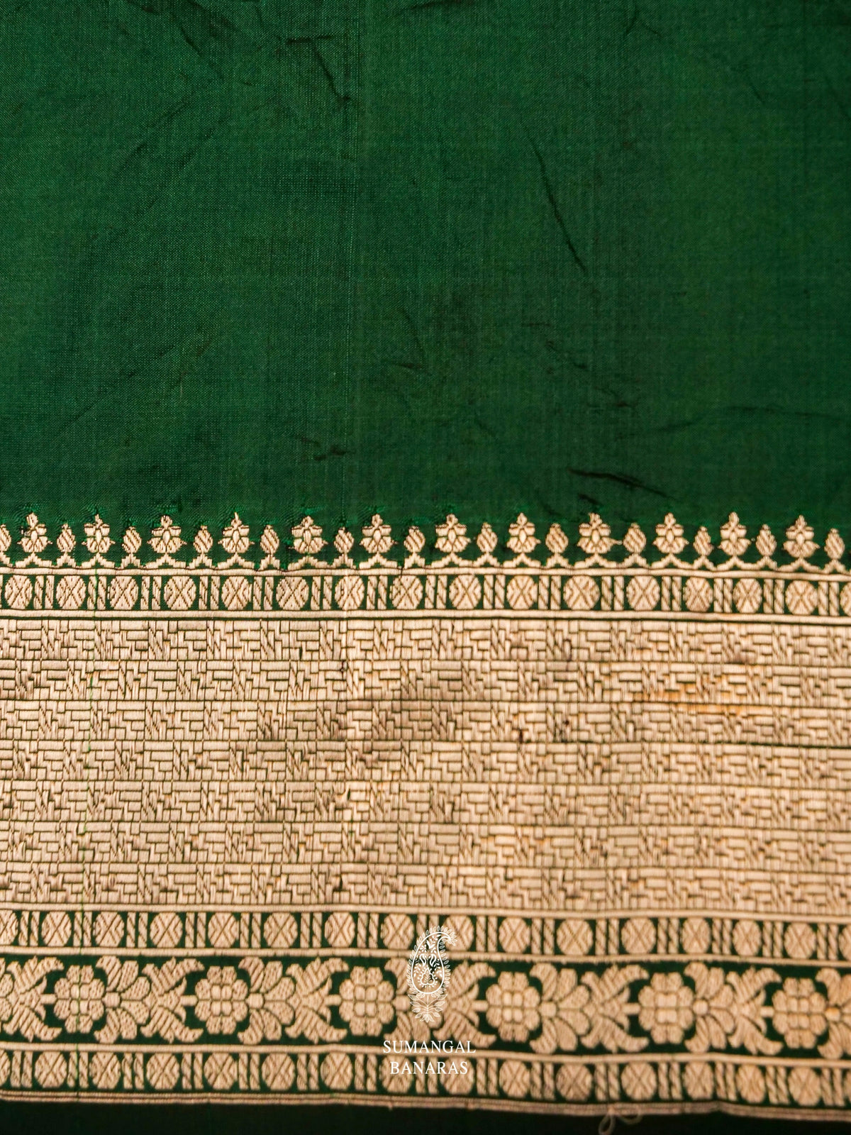 Handwoven Banarasi Green Katan Silk Saree
