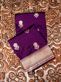Handwoven Banarasi Violet Katan Silk Saree