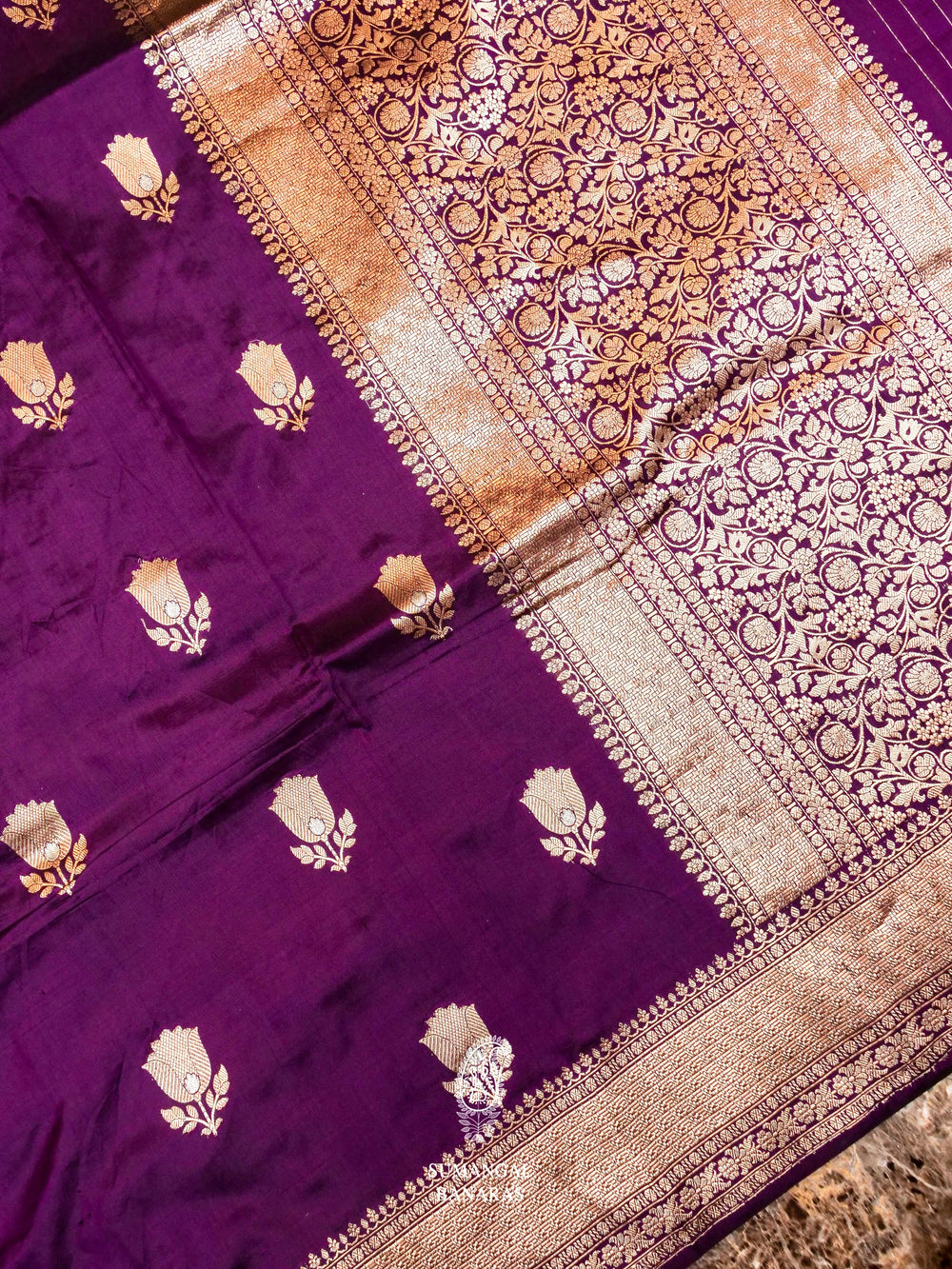 Handwoven Banarasi Violet Katan Silk Saree