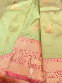 Handwoven Banarasi Mint Green Katan Silk Saree