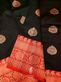 Handwoven Banarasi Black Tussar Silk Saree