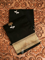 Handwoven Jet Black Katan Silk Saree