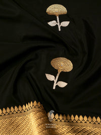Handwoven Jet Black Katan Silk Saree