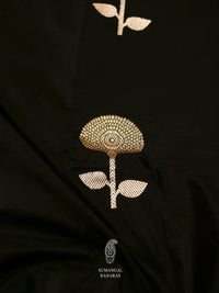 Handwoven Jet Black Katan Silk Saree