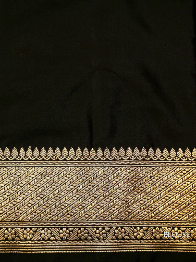 Handwoven Jet Black Katan Silk Saree