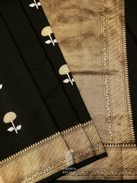 Handwoven Jet Black Katan Silk Saree