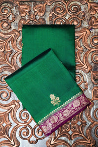 Handwoven Green Banarasi Raw Silk Saree