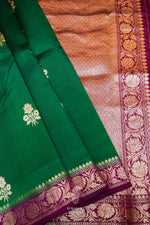 Handwoven Green Banarasi Raw Silk Saree
