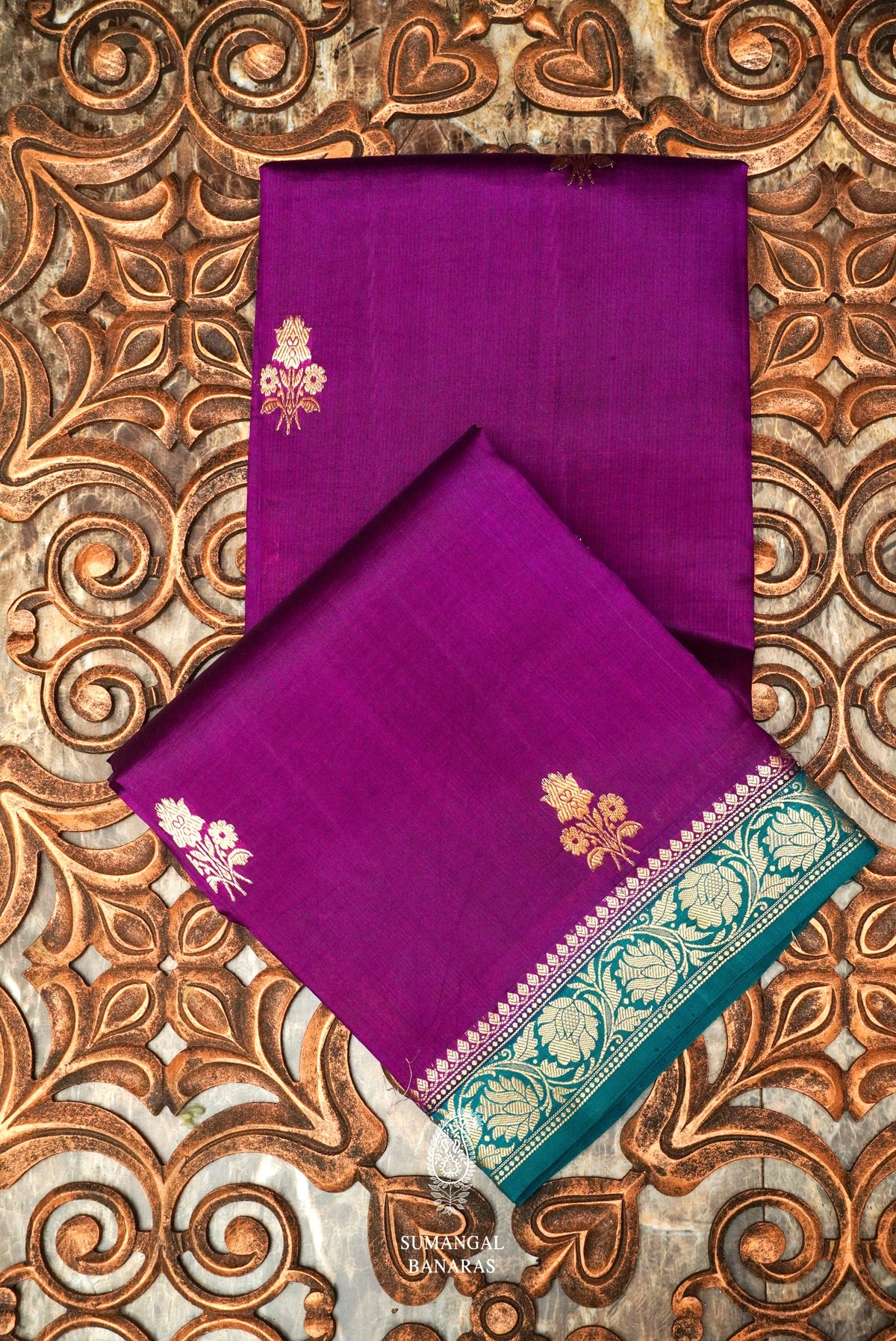 Handwoven Magenta Banarasi Raw Silk Saree