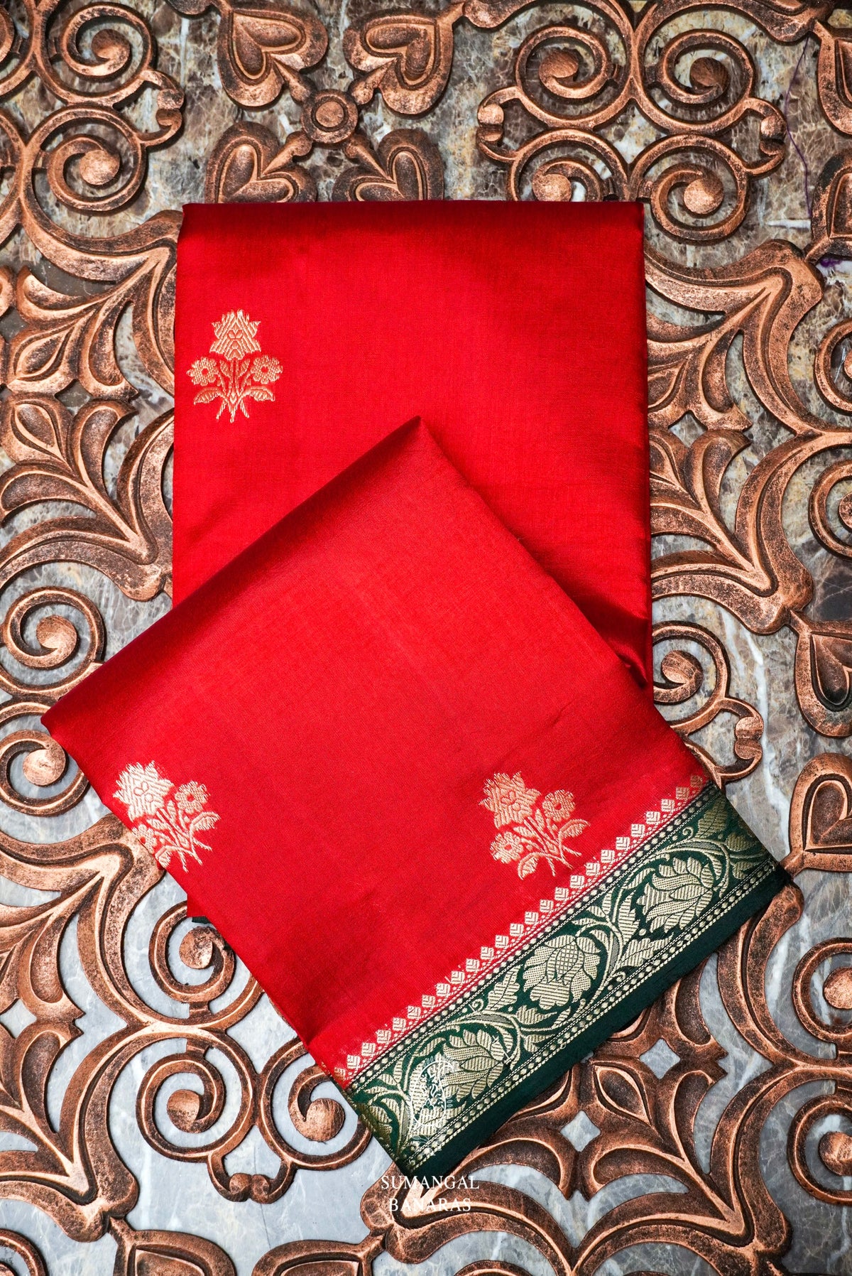Handwoven Red Banarasi Raw Silk Saree