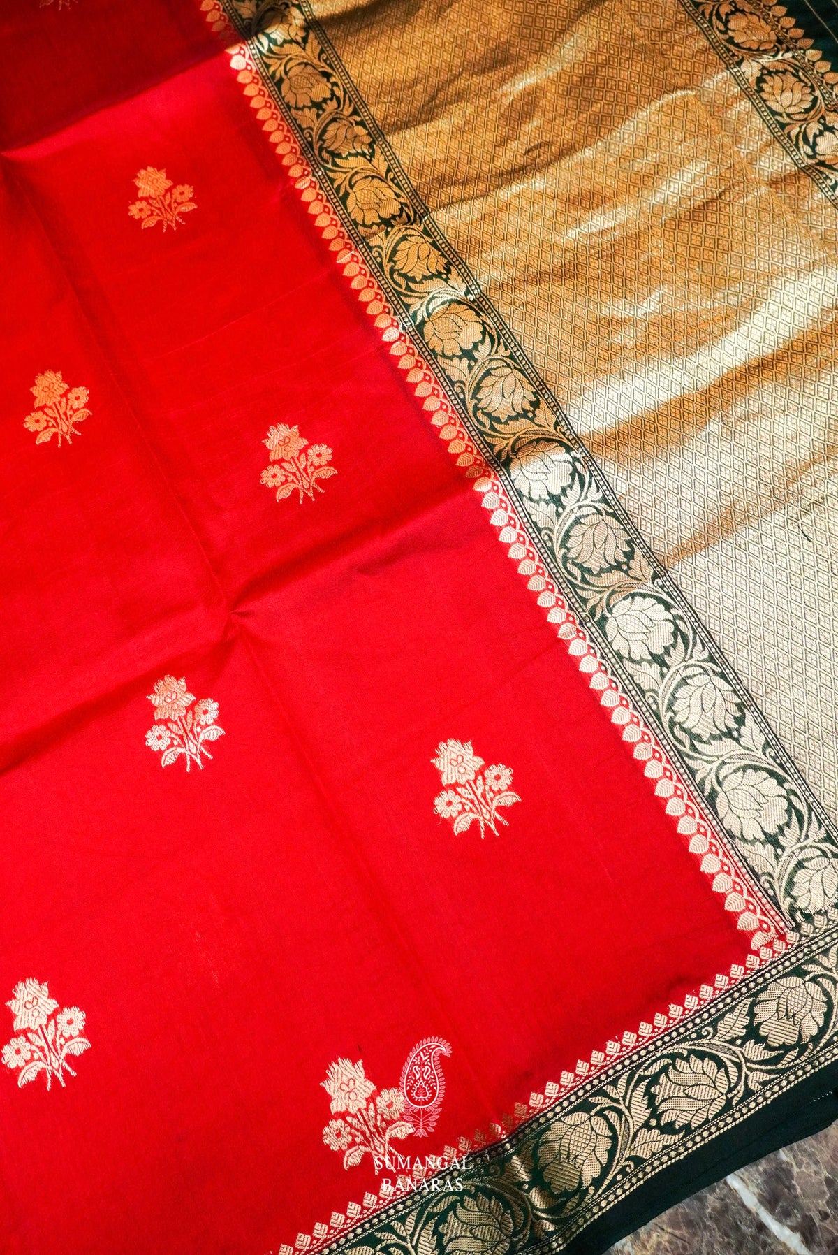 Handwoven Red Banarasi Raw Silk Saree