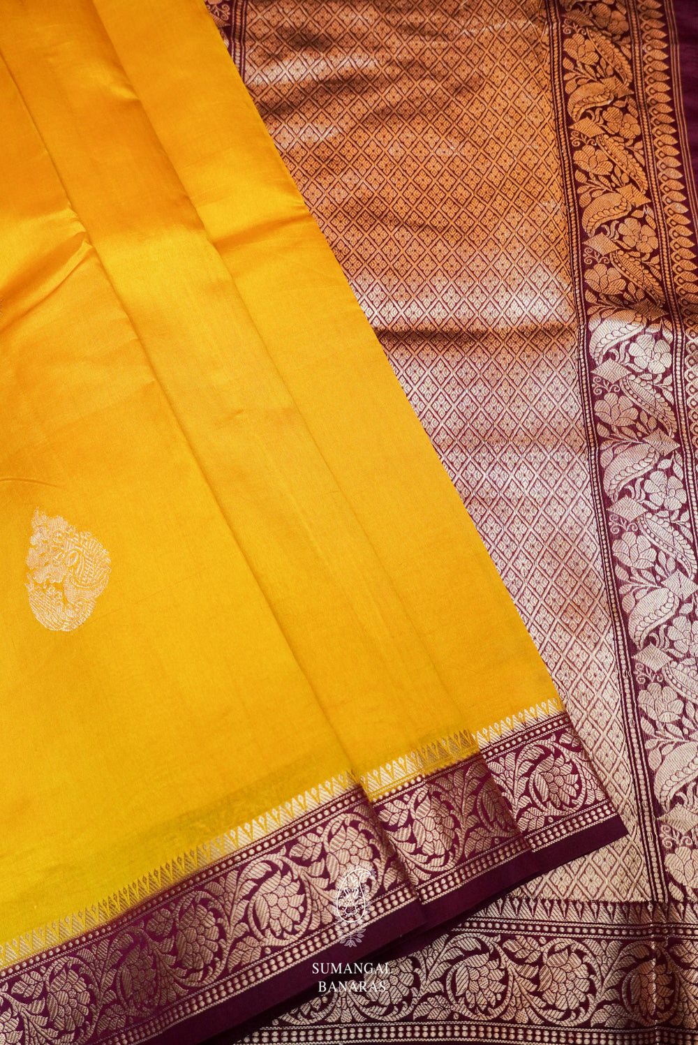 Handwoven Yellow Banarasi Raw Silk Saree