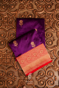 Handwoven Banarsi Nurani Purple Katan Silk Saree