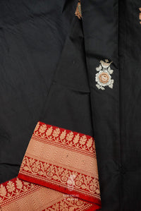 Handwoven Black Banarasi Katan Silk Saree