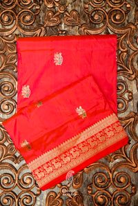 Handwoven Red Banarasi Katan Silk Saree