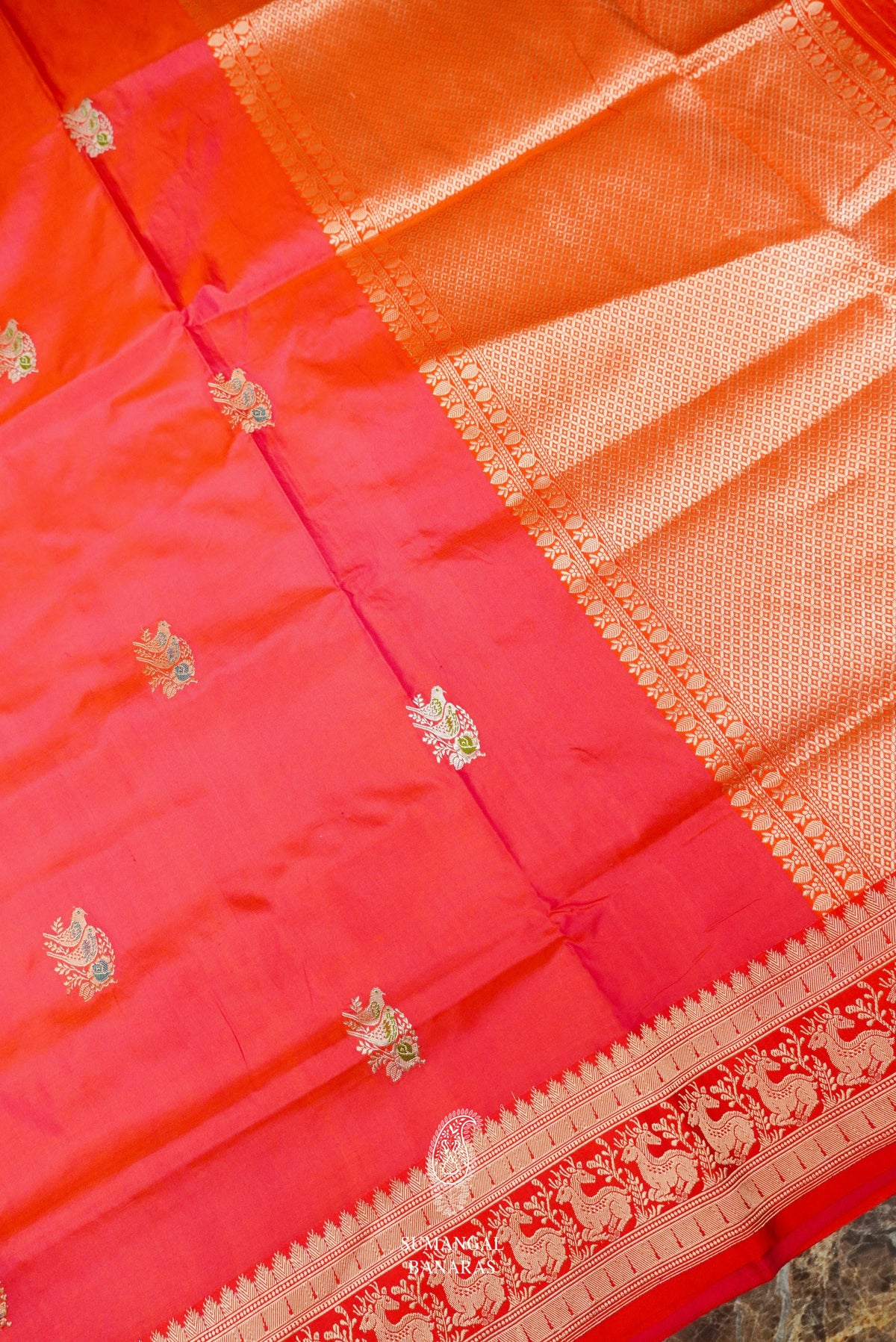 Handwoven Red Banarasi Katan Silk Saree