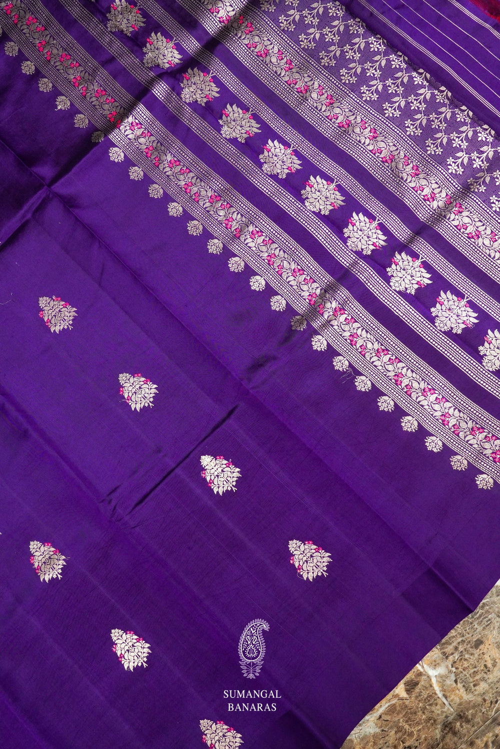 Handwoven Deep Violet Banarasi Raw Silk Saree