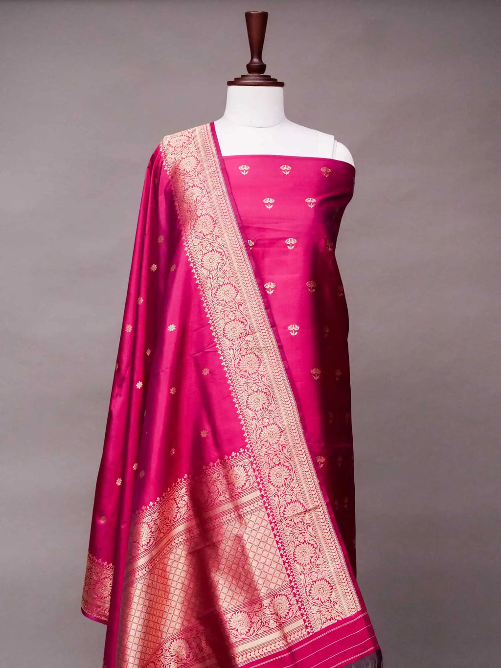 Handwoven Banarasi Pink Katan Silk Suit