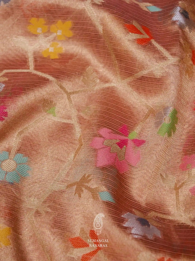 Handwoven Baby Pink Banarasi Tissue Silk Saree