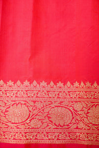 Handwoven Pinkish Red Banarasi Katan Silk Saree