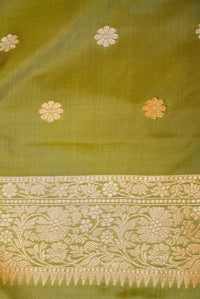 Handwoven Pista Green Banarasi Katan Silk Saree